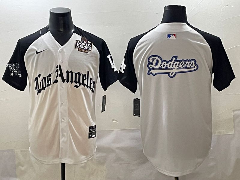 Men 2025 Los Angeles Dodgers Blank White black Five generations Joint Name Nike MLB Jersey style 52614->los angeles dodgers->MLB Jersey